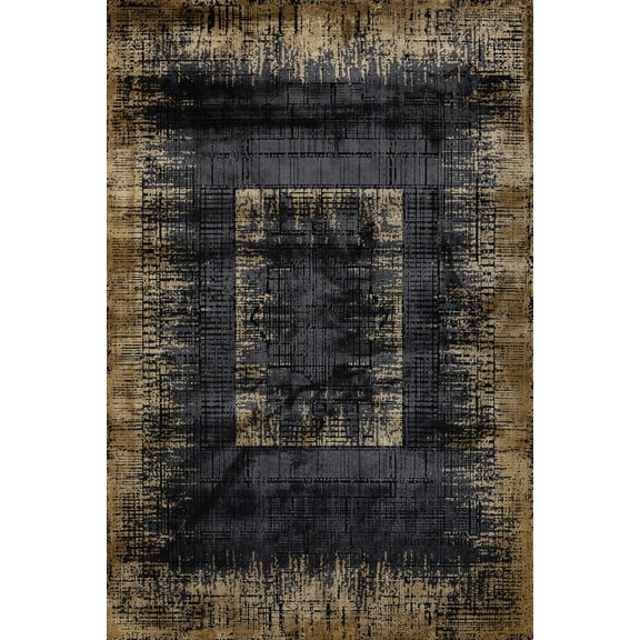 Gold Abstract Area Rugs for Living Room Washable Rugs Boho Moroccan Area Rug Soft Neutral Geometric Bohemian Carpet Distressed Indoor Rug for Bedroom Dining Room Office Foldable Nonslip Rug