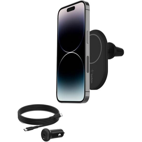 Restored Belkin BoostCharge 10W Magnetic Wireless Car Charger for MagSafe - Black (Refurbished)