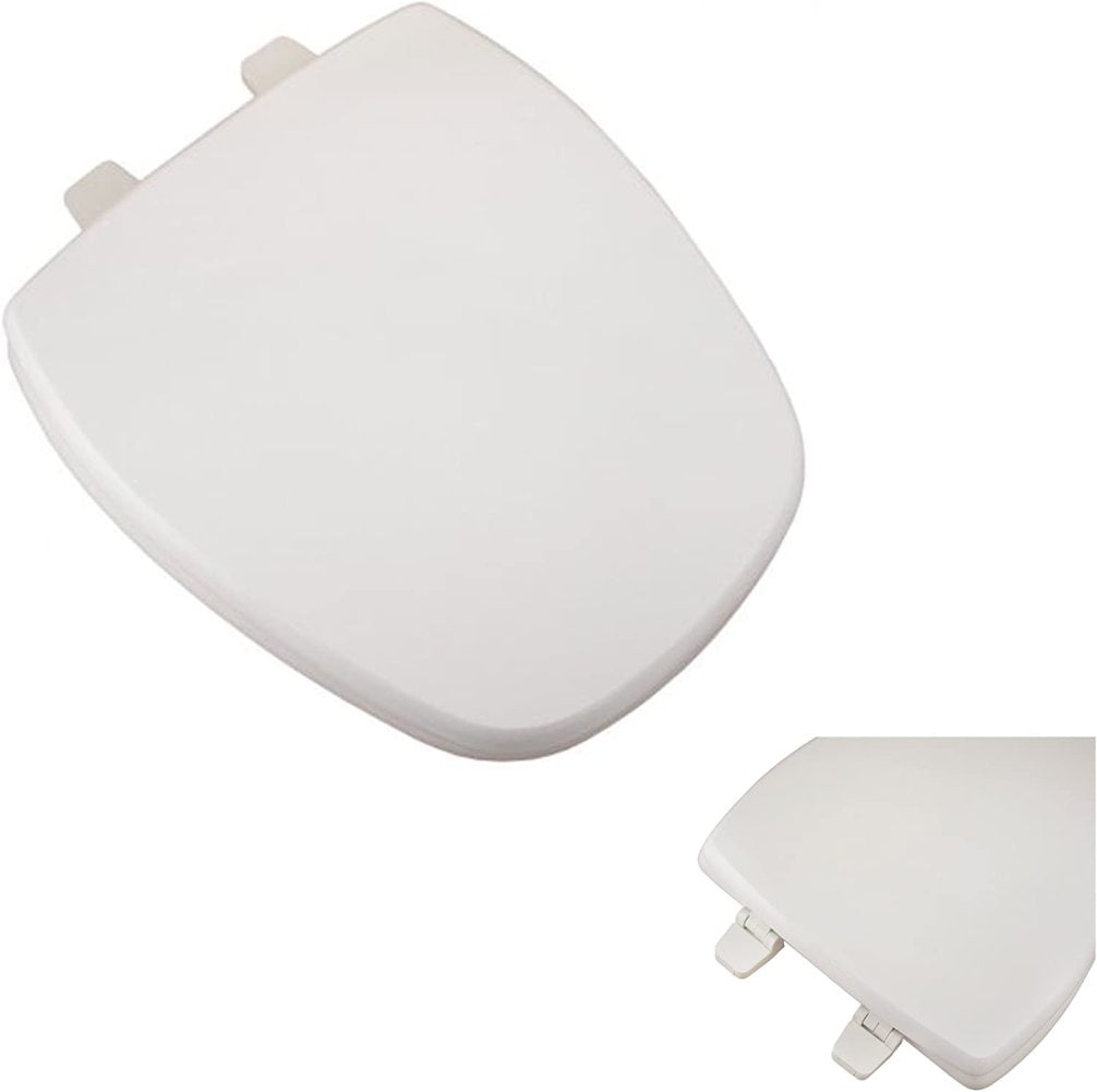 Premium Molded Wood Seat White Round Closed Front Toilet Seat for Eljer