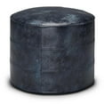 thumbnail image 1 of Connor Pouf Rond Bohème en Cuir Véritable Bleu Marine Vieilli, 1 of 5