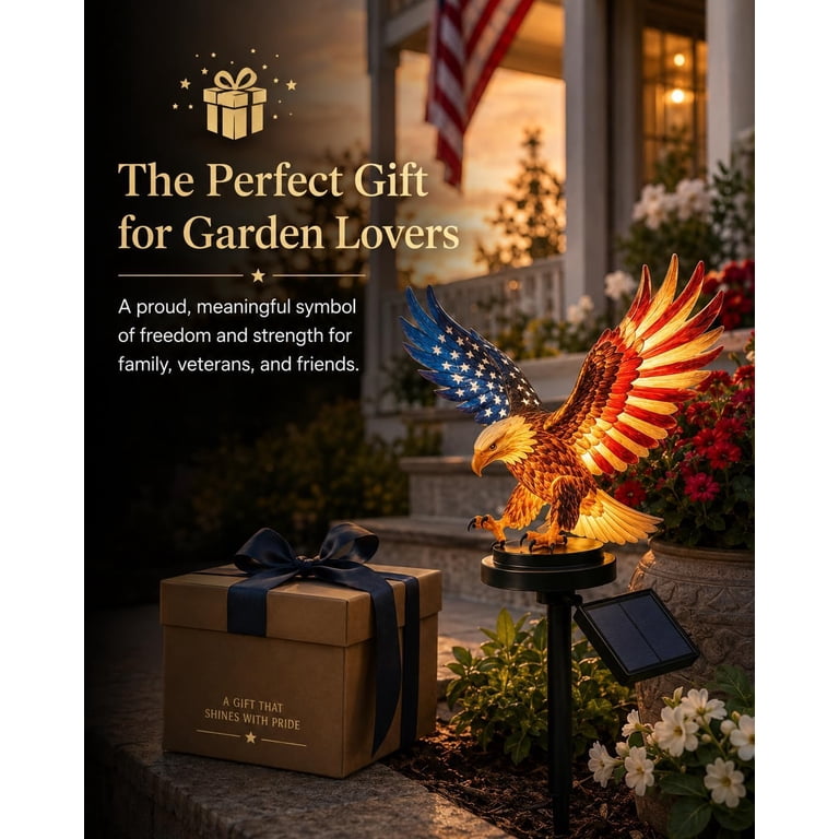 Clearance Solar Eagle Garden Light with Stake, 17.8in America 250 Clearance Solar Eagle Garden Light with Stake, 17.8in America 250