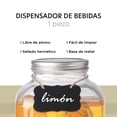 thumbnail image 3 of Dispensador De Bebidas 5 Litros De Vidrio Con Base De Metal Tapa y Espiga Vitrolero Tipo Mason Jar ColorHome blanco, 3 of 7