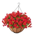 thumbnail image 1 of Maceta de gloria de la mañana falsa, maceta Hain, flores artificiales colgantes, planta Rojo, 1 of 9