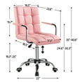 thumbnail image 2 of Yaheetech Height Adjustable Mid Back PU Leather Office Chair, Pink, 2 of 8