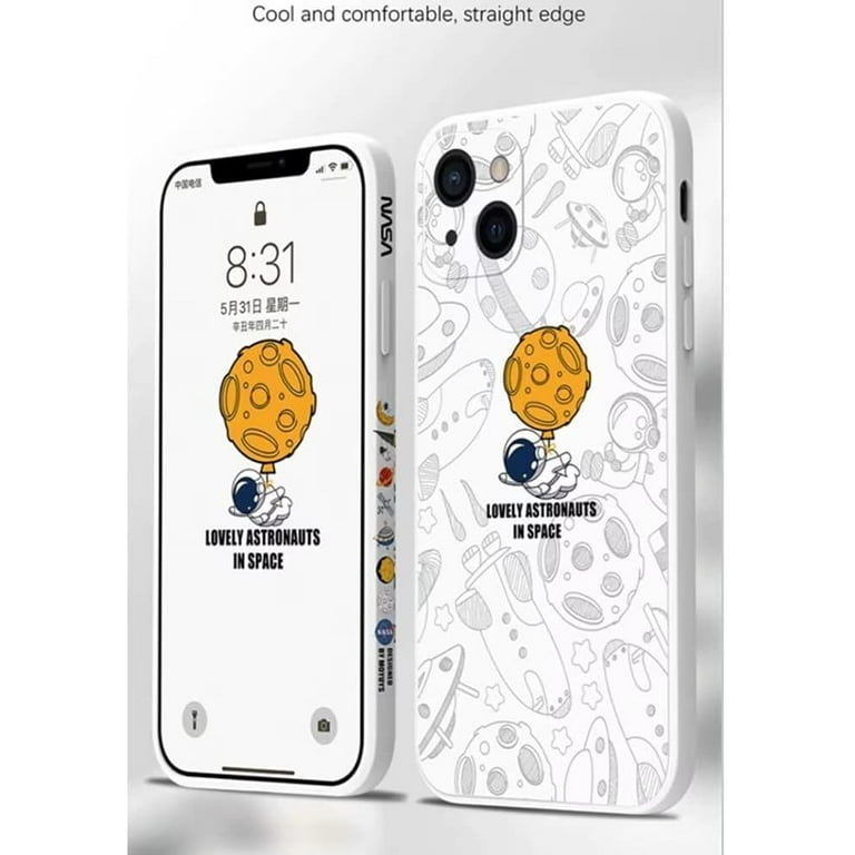 Cartoon Astronaut Side Print Planet Background Pattern Black Phone Case, Shockproof Silicone Soft Case for iPhone 13 Mini Cartoon Astronaut Side Print Planet Background Pattern Black Phone Case, Shockproof Silicone Soft Case for iPhone 13 Mini