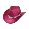 thumbnail image 5 of Segolike Western Cowboy Hat Retro Cowgirl Hat for Role Playing Festival Pink Red, 5 of 8