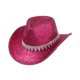 thumbnail image 5 of Sombrero de vaquero con diseño vintage, sombrero de jazz con purpurina para cosplay, bodas y vacaciones. Rojo rosa, 5 of 9