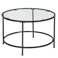 thumbnail image 2 of 2 Layers 5mm Thick Tempered Glass Countertops Round Wrought Iron Coffee Table Black, 2 of 9