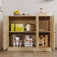 thumbnail image 2 of Buffet Cabine with 3 Door, Kitchen Storage Cabinet with Adjustable Shelf, Coffee Bar Accent Cabinets for Living Room, Entryway, Oak, 2 of 9