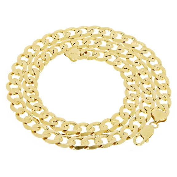 "Men's Italian 10k Yellow Gold Curb Cuban Chain Necklace 22"" 9mm 47.9 grams - 22""" - 22"