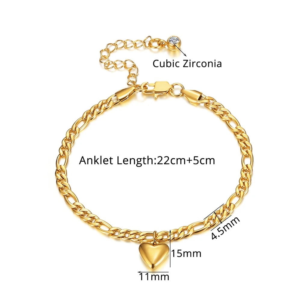 Anklet For Women 14K Yellow Gold Cuban Link Ankle Bracelets Summer Fashion Leg Chain Beach Foot Jewelry Ancklets