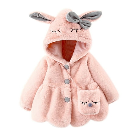 

Youmylove Winter Baby Girls Cartoon Rabbit Thicken Keep Warm Hooded Jacket Coat+Bag Cute Clothing