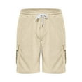 thumbnail image 7 of Iugvhana Men's Corduroy Workwear Short Solid Elastic Waist Multi Pockets Short Pant Summer Casual Loose Fit Shorts Khaki XL, 7 of 7