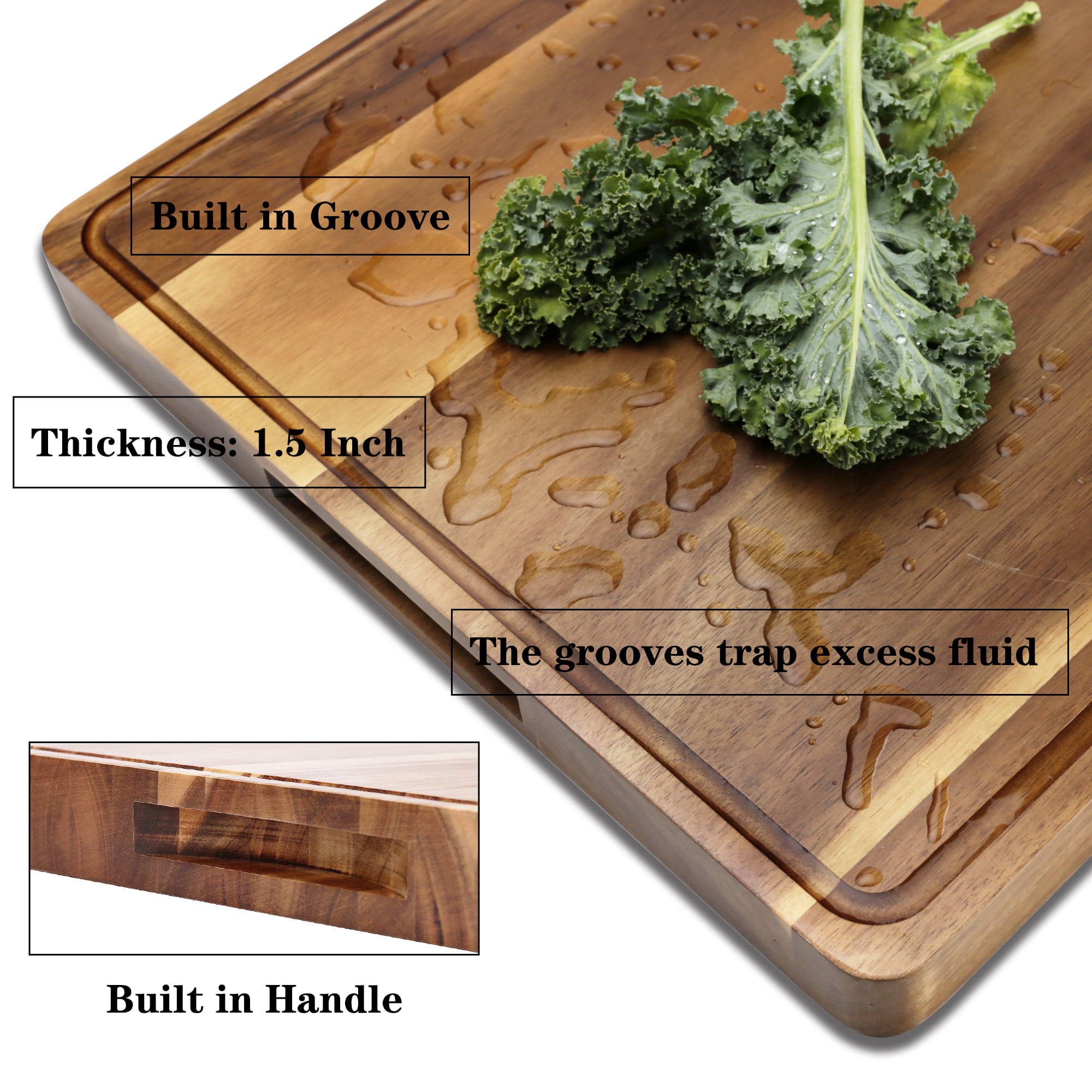 Extra Large Acacia Wood Cutting Board 1.5 Inches Thick - Large Wooden –  Cooler Kitchen