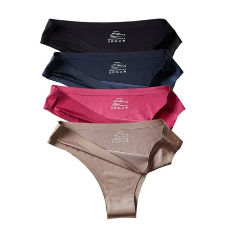 

BeautyIn Women s Seamless Bikini Underwear Solid Thong Panties Lingerie Pack of 4