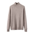 thumbnail image 3 of Women's Turtleneck Sweater Long Sleeve Shirts Fall Trendy Tops Slim Fitted Ribbed Knit Basic Casual Sweater Camel XL, 3 of 3