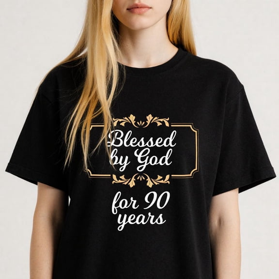 Elegant Framed Graphic for Adults Blessed by God Inspirational Casual Tee print T Shirt