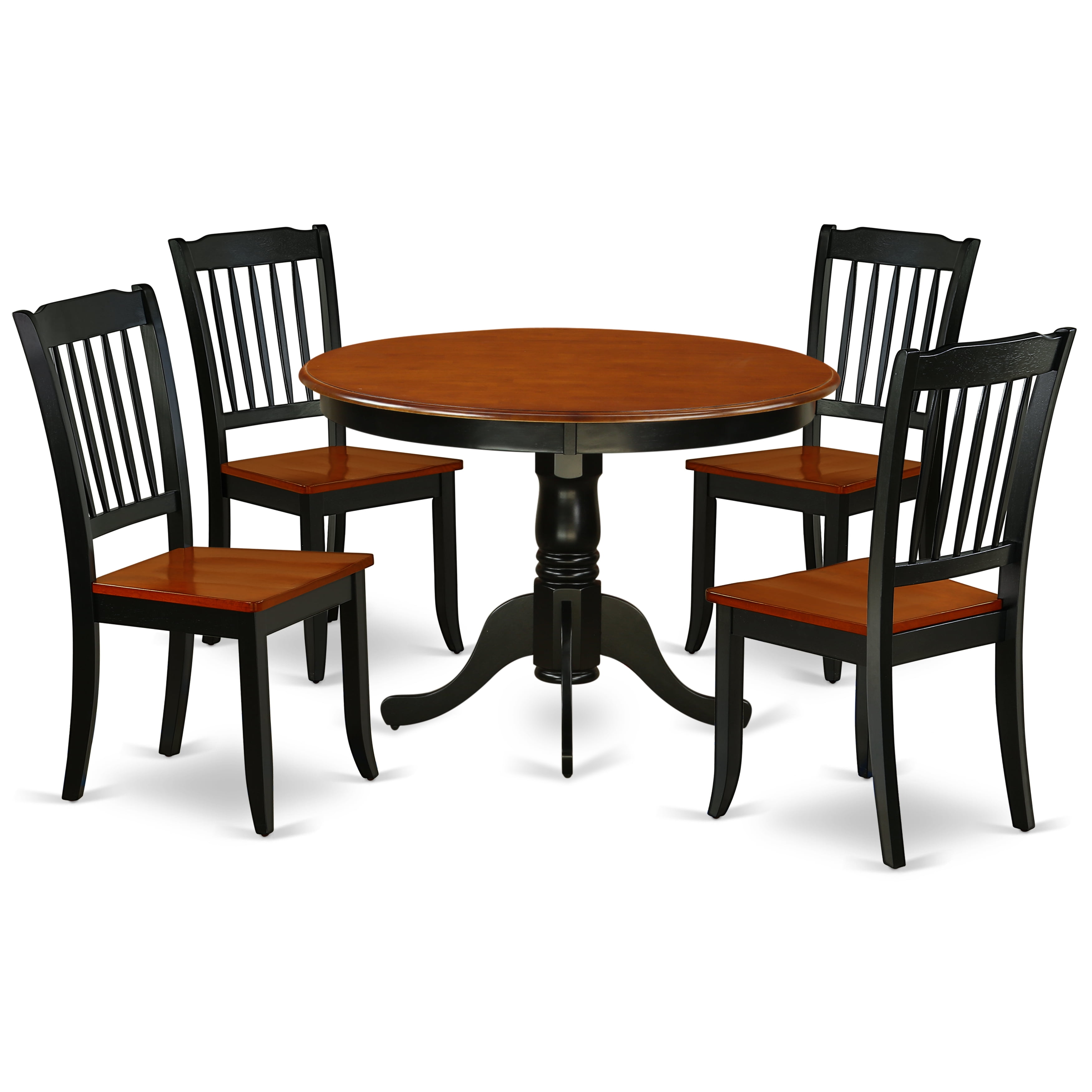 East West Furniture HLDA5BCHW 5PC Round 42 inch Table and 4 vertical