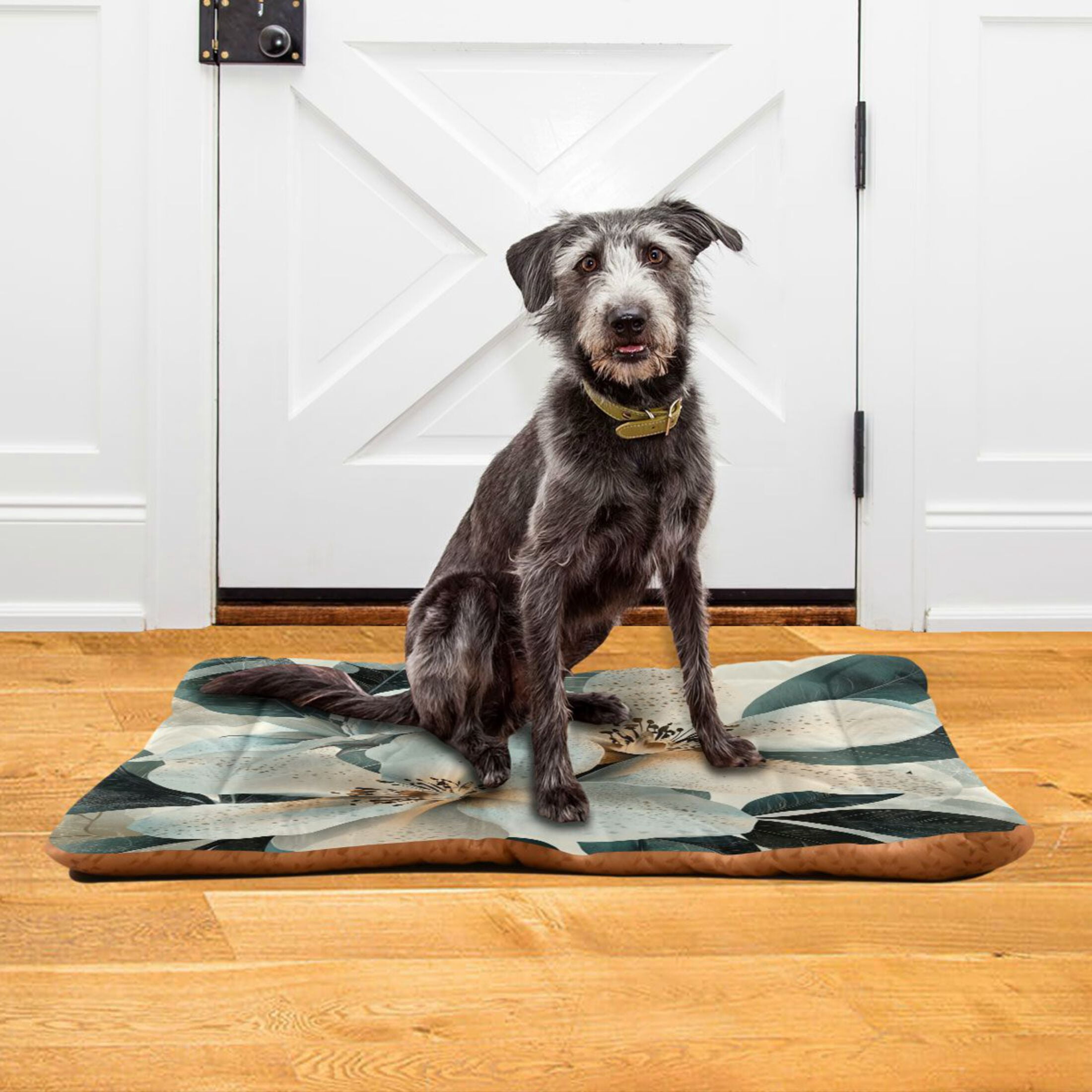 Qxltty Exotic White Flowers Ped Pad Wear-resistant and Hard to Bite Through Sleeping Pad for Small Medium Large Dogs Winter Pet Bed 36×24in