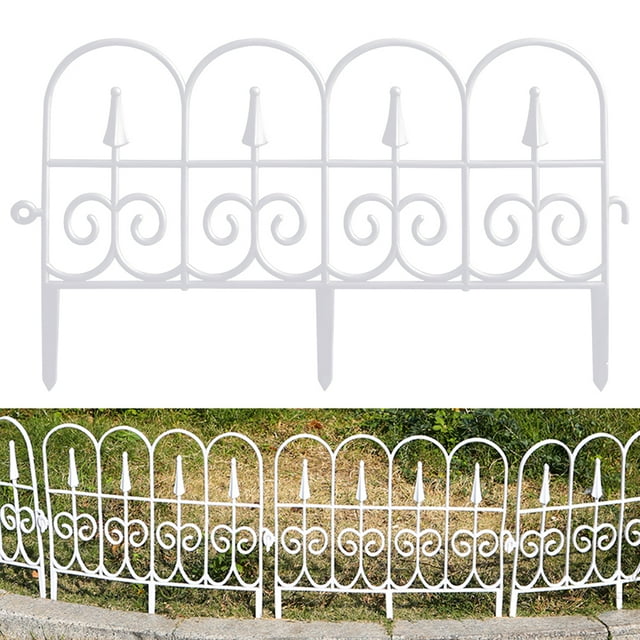 Decorative Garden Fence Insert 6 Pack Rustproof Plastic Garden Picket Fence Edging Lawn Flowerbeds Plant Borders Decorative for Yard Landscape Patio