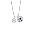 thumbnail image 2 of Delight Jewelry 12mm Crystal Rivoli - Clear Silvertone Script Initial Disc - R - Charm Necklace, 20"+3", 2 of 4