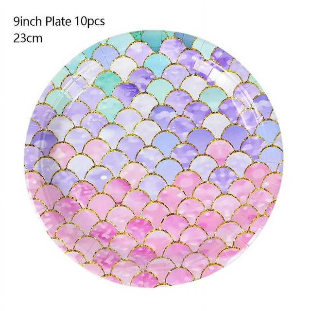 Vajilla de fiesta de sirena, vasos de papel, platos, mantel para bajo el mar, decoraciones para fiesta de cumpleaños