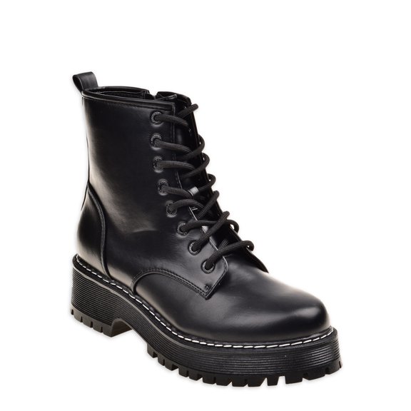 Madden NYC Womens Lug Combat Lace Up Boots