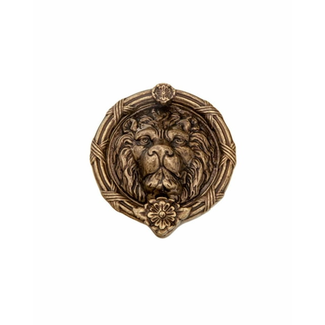 Lion’s Head Door Knocker 8" Antique Brass Dark – Solid Brass Sand Cast Handcrafted Heavy Duty Front Door Knocker