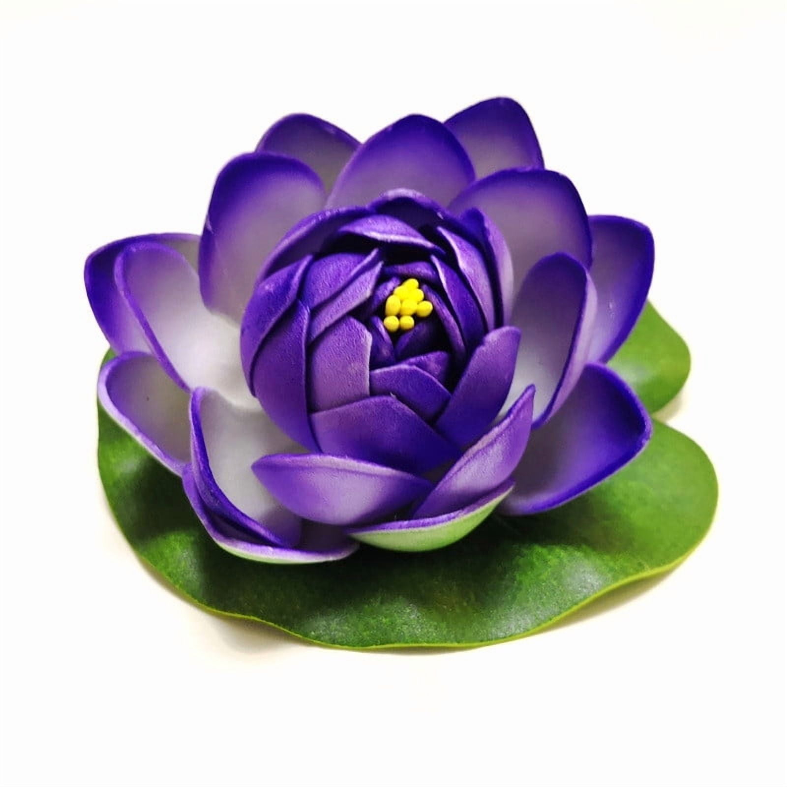 Artificial Floating Foam Lotus Flower with Water Lily Pad Realistic Ornament for Home Garden Pond Aquarium Decor Blue