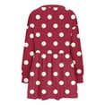 thumbnail image 4 of Lindreshi Fall Dresses for Teens with Long Sleeves Women's Winter New Polka Style Dress V-Neck Bubble Sleeve Pleated Dress, 4 of 5