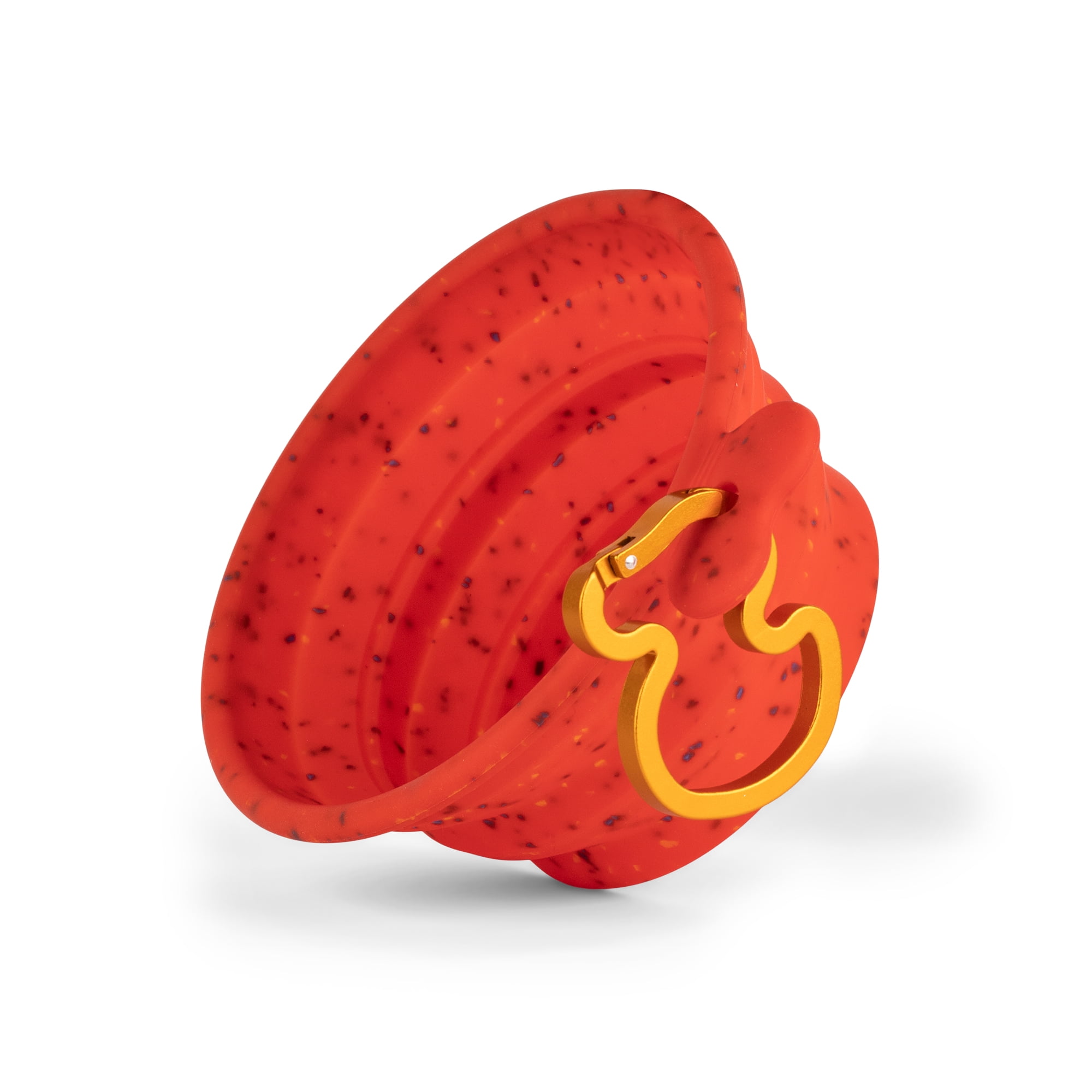 The Dodo Red Silicone Collapsible Speckled Bowl with Bird Carabiner