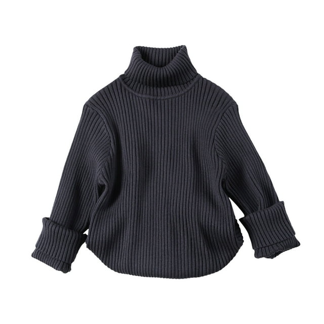 JAKANYQ Pull pour Enfants Garçon Fille Hiver Col Roulé Chaud Marine 4-5 Ans
