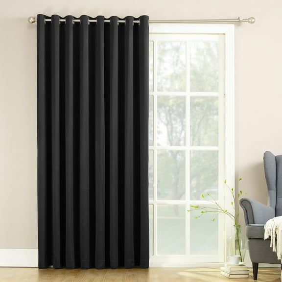 Sun Zero Bartlett Grommet Room Darkening Extra Wide Patio Curtain Panel, 100"X84", Black