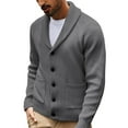 thumbnail image 2 of Zimjoy Men's Cardigan Sweaters Long Sleeve Button Down Fleece Sweater Shawl Collar Knit Sweater Loose Fit Casual Fall Winter Jacket Mens Cardigan with Pockets, Dark Gray XL, 2 of 4