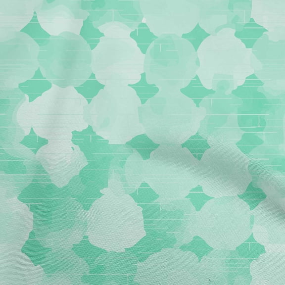 oneOone Polyester Spandex Sea Green Fabric Geometric Watercolor Polka Dress Material Fabric Print Fabric By The Yard 56 Inch Wide