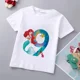 thumbnail image 3 of Camiseta de algodón con estampado de princesa sirena para niñas de la marca Disney, ropa de princesa Ariel, top de dibujos animados para niños de 1 a 9 años, regalo de cumpleaños para niños, 3 of 5