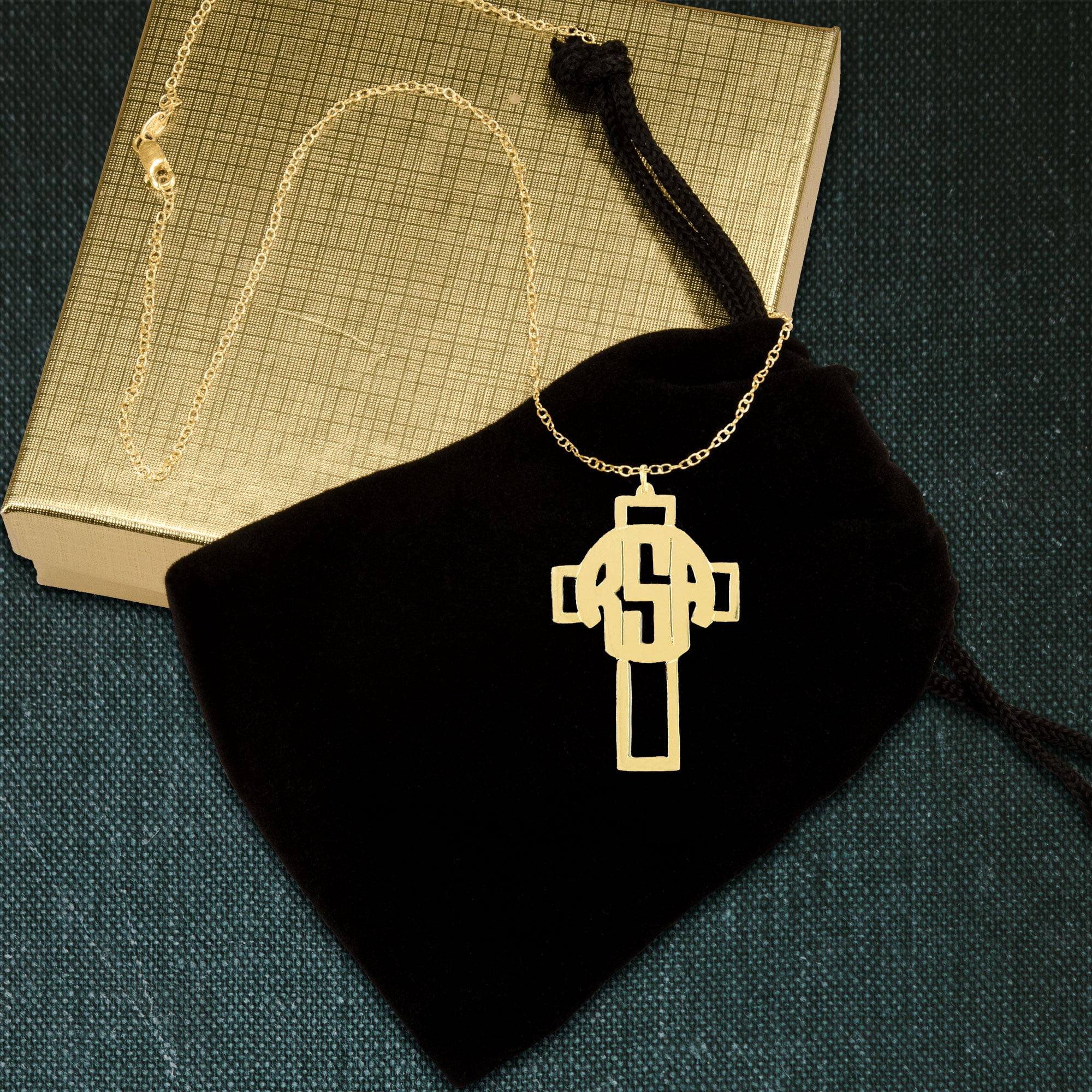Cross Necklace Personalized Monogram in Sterling Silver or 14K Gold Plated Sterling Silver
