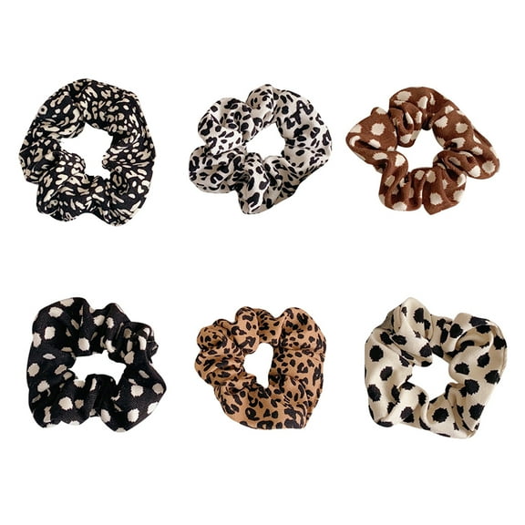 6pcs Leopard Dot Hair Scrunchies Elastics Bobbles Hair Bands Hair Tie Ropes
