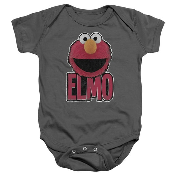 Sesame Street Elmo Smile, Charcoal Baby/Toddler Unisex Boy Girl Onesie Short Sleeve Snapsuit (12 Months), Charcoal