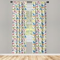thumbnail image 3 of Ambesonne Dino Curtains, Dinosaurs Colorful, Pair of 28"x95", Multicolor, 3 of 5