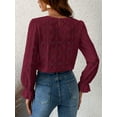 thumbnail image 3 of Cupshe Women's Eyelet Long Sleeve Tops Shirts Hollow Out Crochet Lace Embroidered Blouses, Sizes XS-XL, 3 of 8