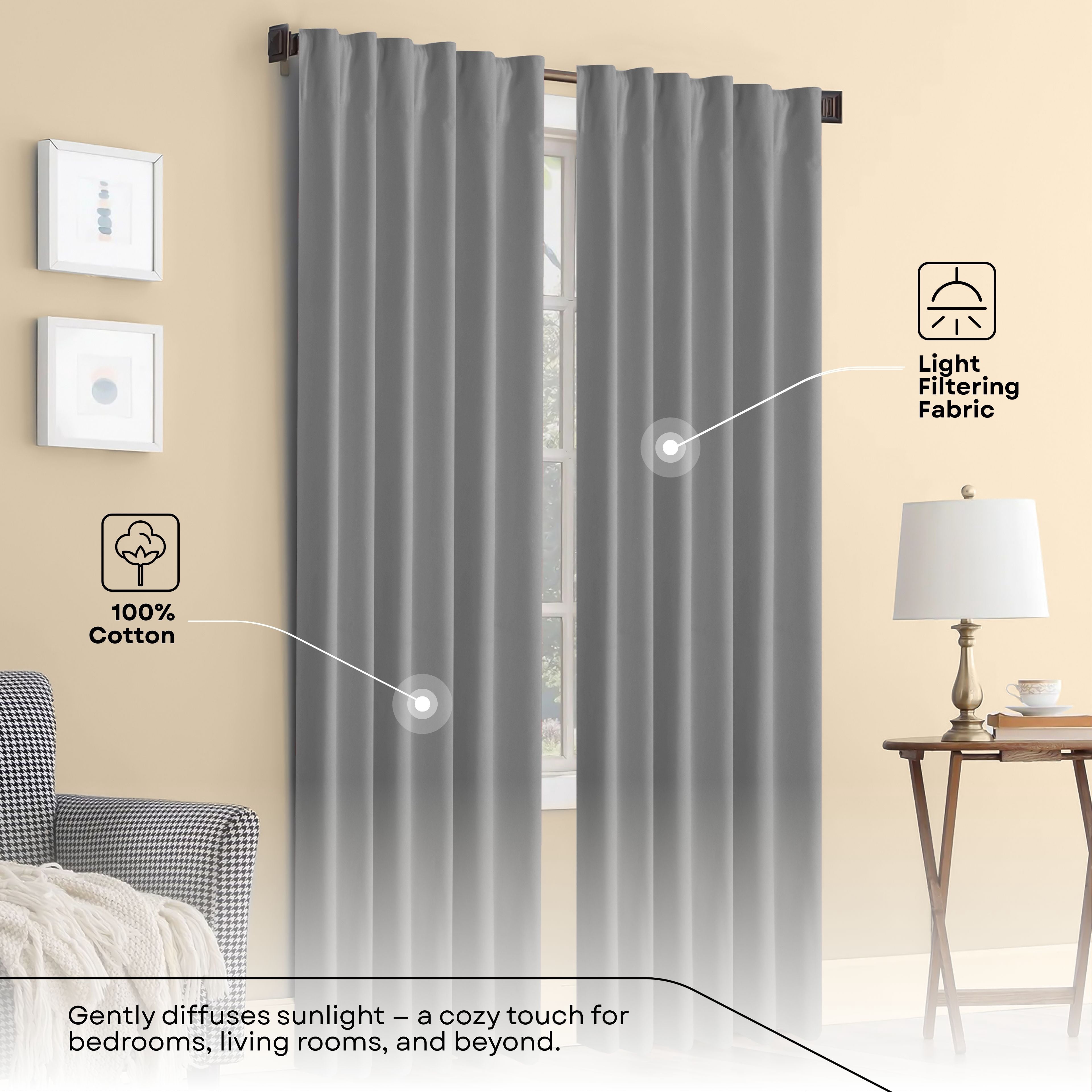 HEIRLOOM COMFORT Ash Grey Solid Panel Curtains, 84 Inches Long, Set of 2, 100% Cotton, Light Filtering for Privacy, Chic Farmhouse Minimalism, Ideal for Bedroom, Living Room, 54" W x 84" L