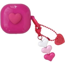 for Samsung Galaxy Buds Live/Buds pro/Buds 2/Buds 2 pro/Buds FE,Cute Cartoon Love Heart Pattern Design Earphone Case with Beautiful Keychain (ROSEO)