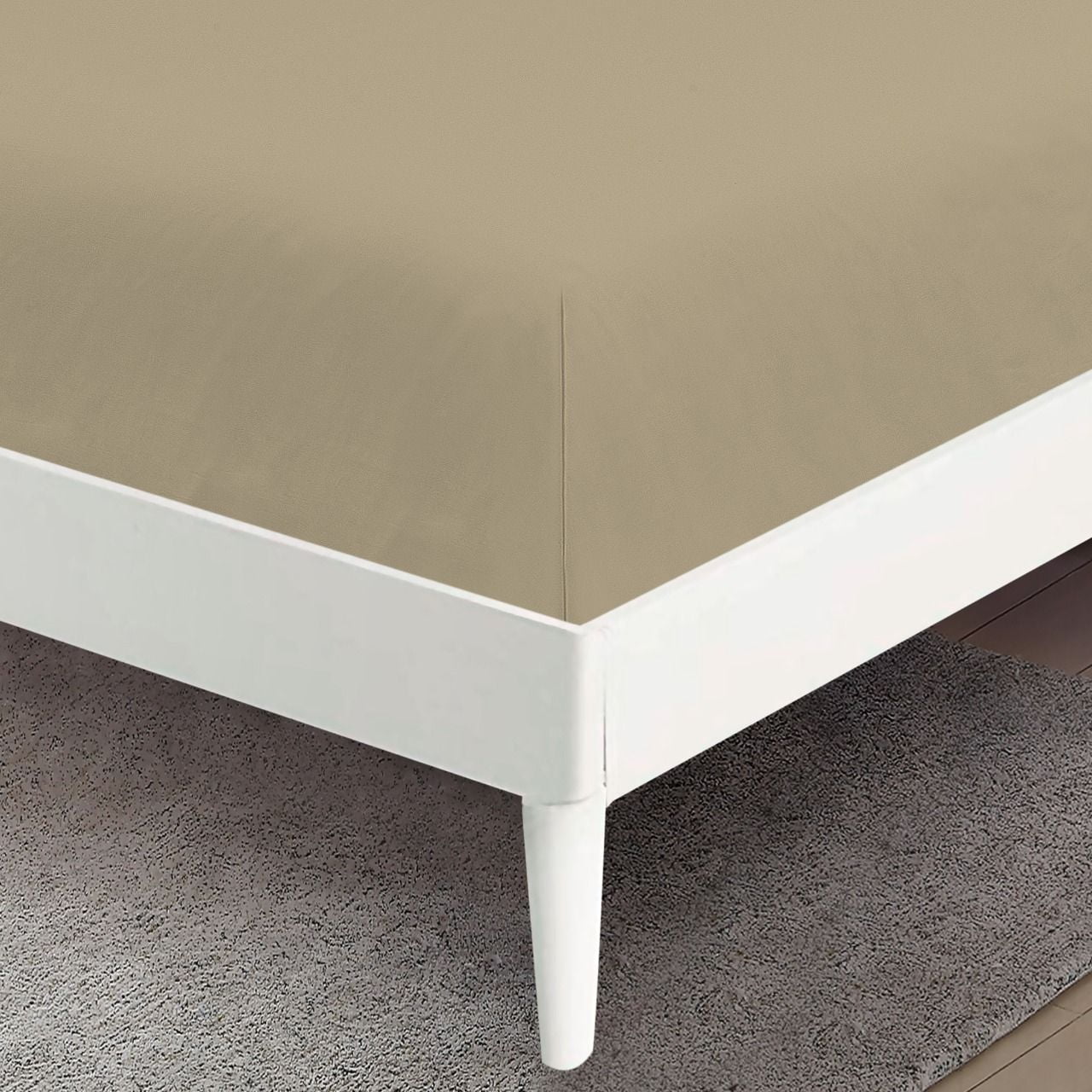 Mainstays 300TC Cotton Rich Percale Easy Care Bed Sheet, BrownStone Twin/Twin XL Fitted Sheet