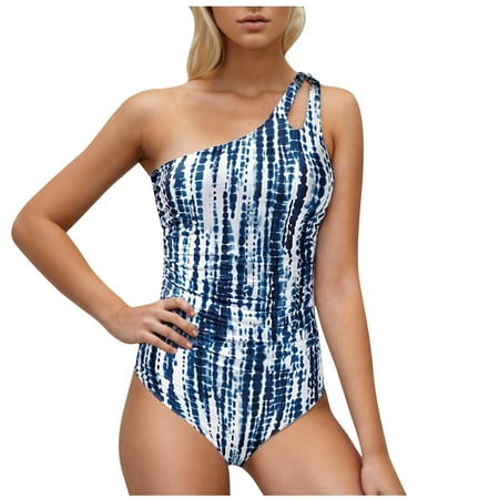 lulshou Womens Swimsuits Ladies Shoulder Swimsuit Women s High Waist Bikini Swimsuit Bikini Set Light Blue L