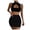 Black, variant on Women Hollow Out Crop Top & Skirt Set - Sexy Bodycon Dress, Polyester Spandex, Club Party Outfit for Night Events