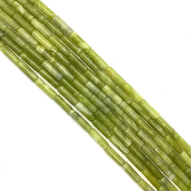 Nvzi Pulseras y collares para hombre y mujer de 2 piezas, accesorios de joyería de color verde claro tejidos a mano, joyería de cuentas sueltas cilíndricas (4 x 13 mm)
