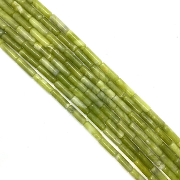 Nvzi Pulseras y collares para hombre y mujer de 2 piezas, accesorios de joyería de color verde claro tejidos a mano, joyería de cuentas sueltas cilíndricas (4 x 13 mm)
