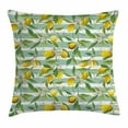 thumbnail image 1 of Nature Throw Pillow Cushion Cover, Blooming Lemon Tree on Striped Paintbrush Background Evergreen Art, Decorative Square Accent Pillow Case, 20 X 20 Inches, Fern Green Seafoam Yellow, by Ambesonne, 1 of 2