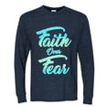 thumbnail image 2 of Wild Bobby, Faith Over Fear, Inspirational/Christian, Men Long Sleeve Shirt, Vintage Heather Navy, Large, 2 of 4